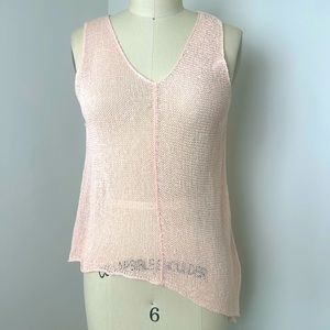 EILEEN FISHER Asymmetrical Hand-knit Linen blend Sleeveless Top XS Peach Perfect